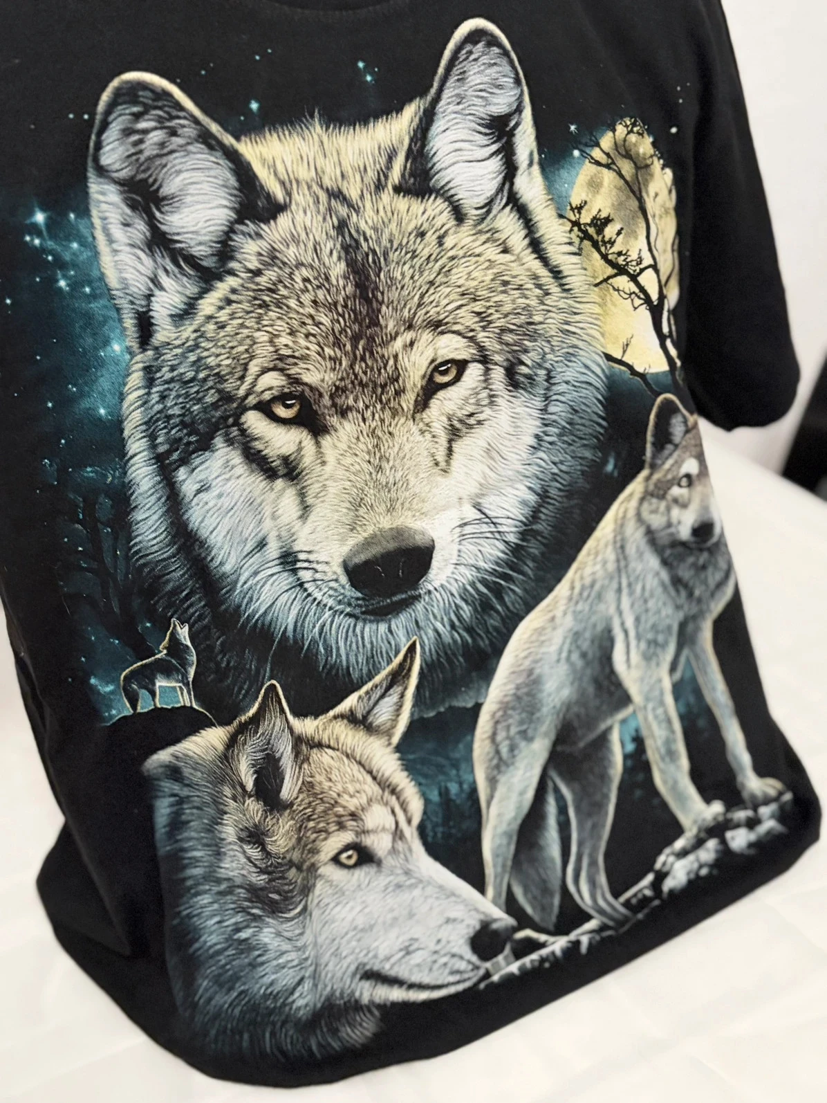 Men's black The Roxx full moon wolves short sleeve t-shirt 100% cotton XL – photo 3